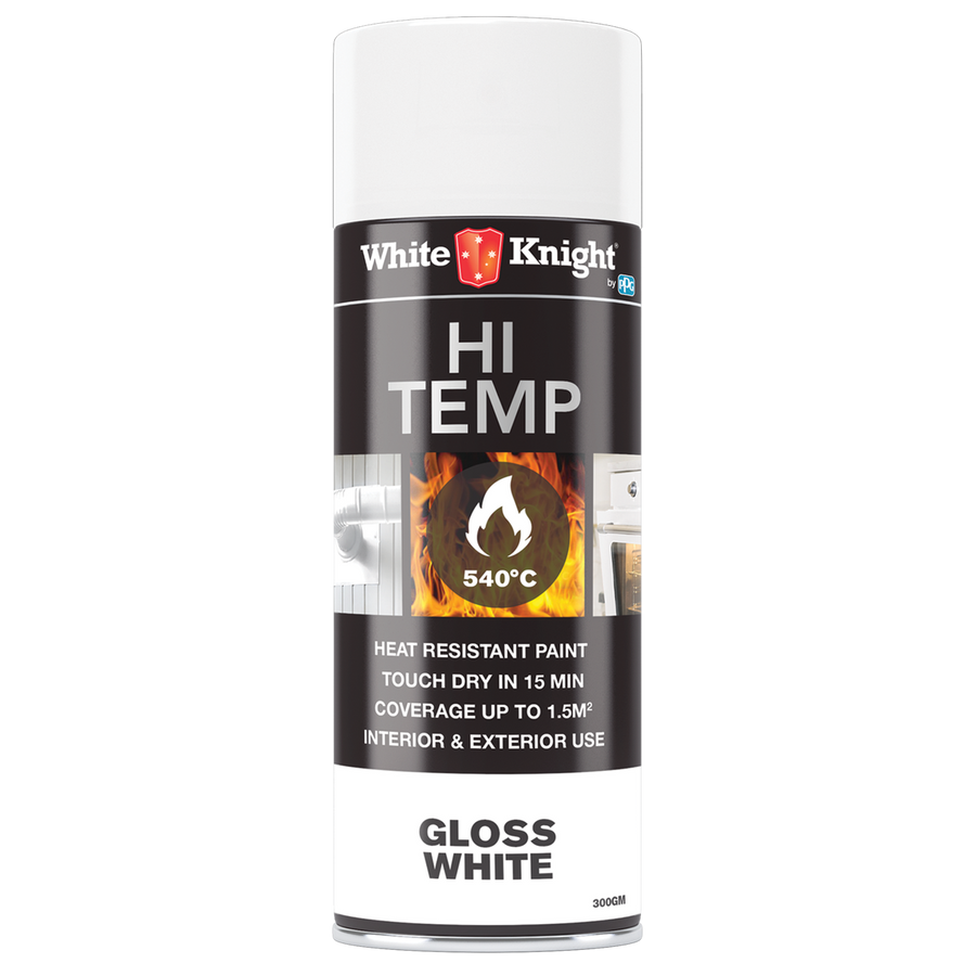 White Knight Hi Temp Spray Paint 300g Gloss White Heat Resistant - SuperSaverAU - view 1