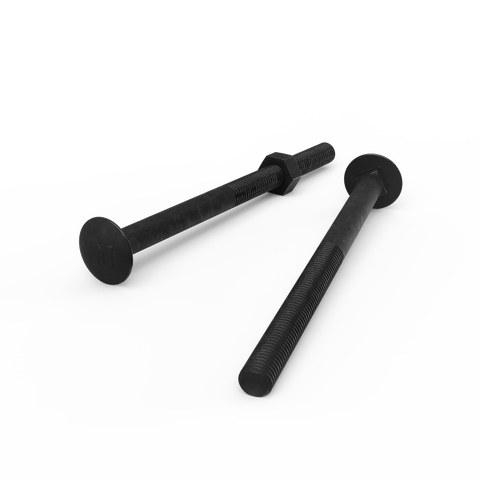 Zenith M10 x 150mm Hot Dipped Galvanised Black Cup Head Bolts & Nuts - 2 Pack - Rust Resistant, Secure Fit - SuperSaverAU - view 1