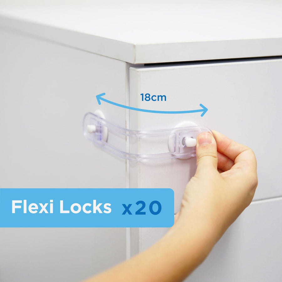 Perma Child Safety 18cm Adhesive Universal Flexi Locks 20 Pack