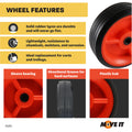 Easyroll 95mm Rubber Wheel, Plastic Centre, Solid, 30kg Load