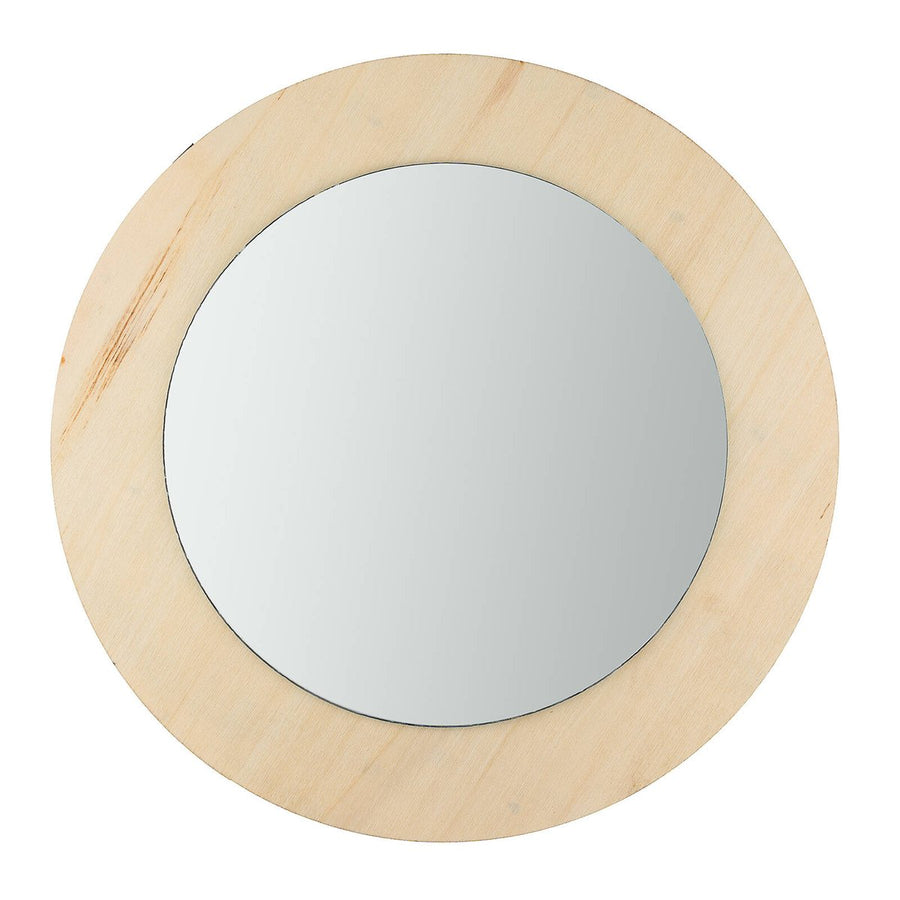 Crafted Small Round Mirror - 25cm - Plywood - Pre-Installed Hook - SuperSaverAU - view 1
