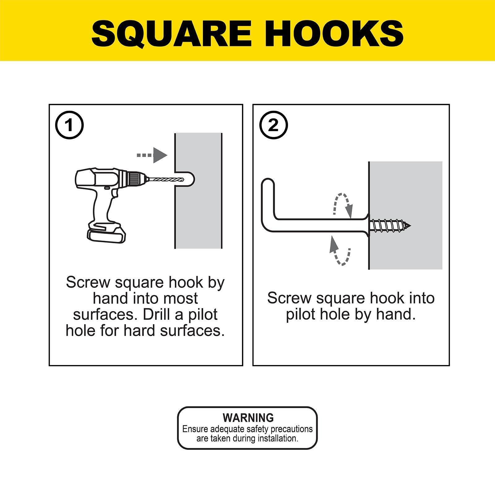 Everhang 32mm White Square Hook 5 Pack - PVC Dip Steel, 12kg Stud Rating