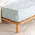 Zinus Arden queen bamboo bed frame - upholstered headboard, natural finish, slatted support - AU-FPWNH8ZC-08Q