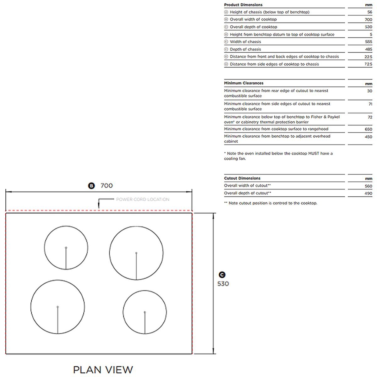 Fisher & Paykel Series 5 70cm induction cooktop - 4 zones, Touch and Slide, PowerBoost - CI704CTB1