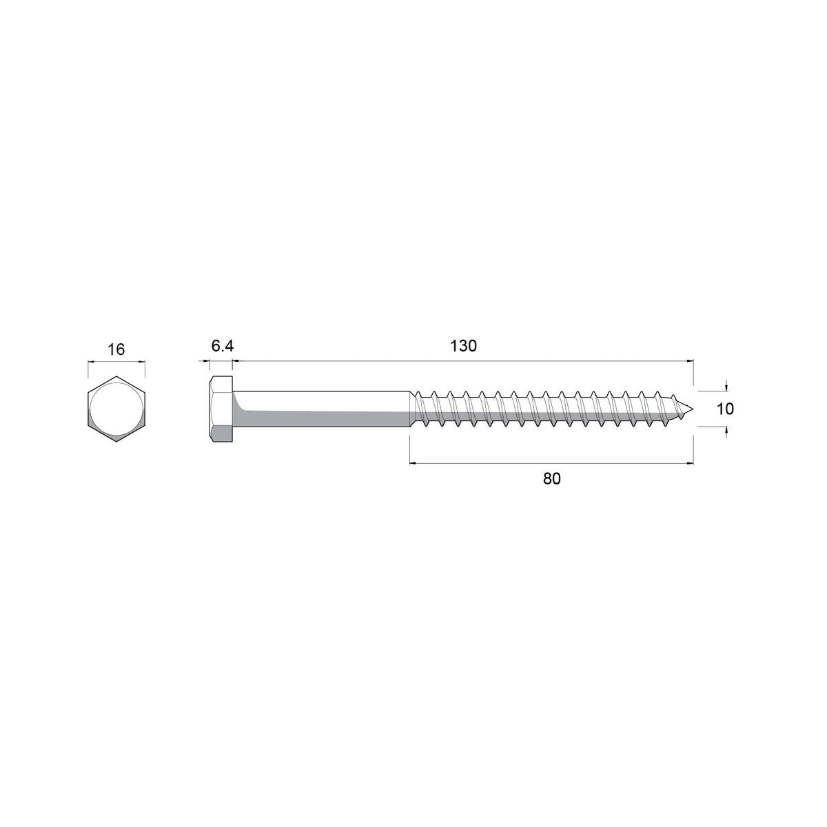 Zenith Hot Dip Galvanised Hex Head Coach Screws M10 x 130mm 25 Pack - SuperSaverAU - view 4