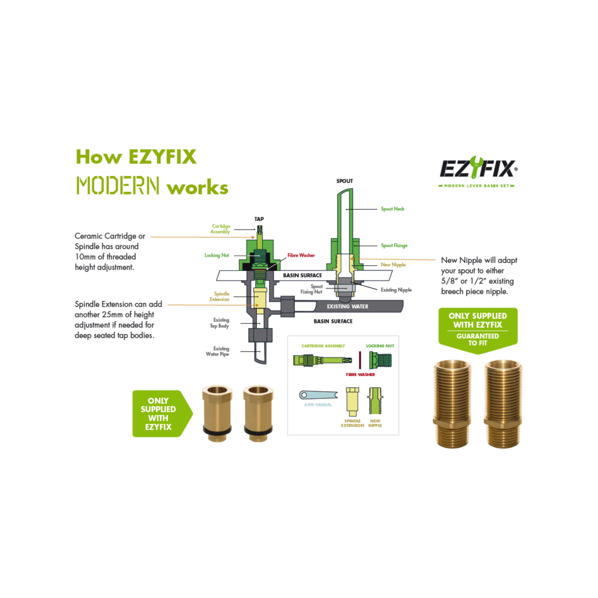 Ezyfix Chrome Modern Lever Washing Machine Taps 3 4 Turn Durable Design - SuperSaverAU - view 2