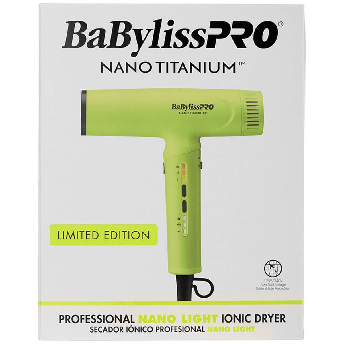 BaBylissPRO Nano Titanium Light ionic high-speed hair dryer - 1400W digital motor, green - 900214