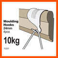 Everhang 10kg White Steel Picture Hanging Moulding Hook - 4 Pack