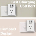 Arlec Power Adapter - Rapid Charging USB A & C PD20W - 2 Ports - White - Compact Design - SuperSaverAU - view 2