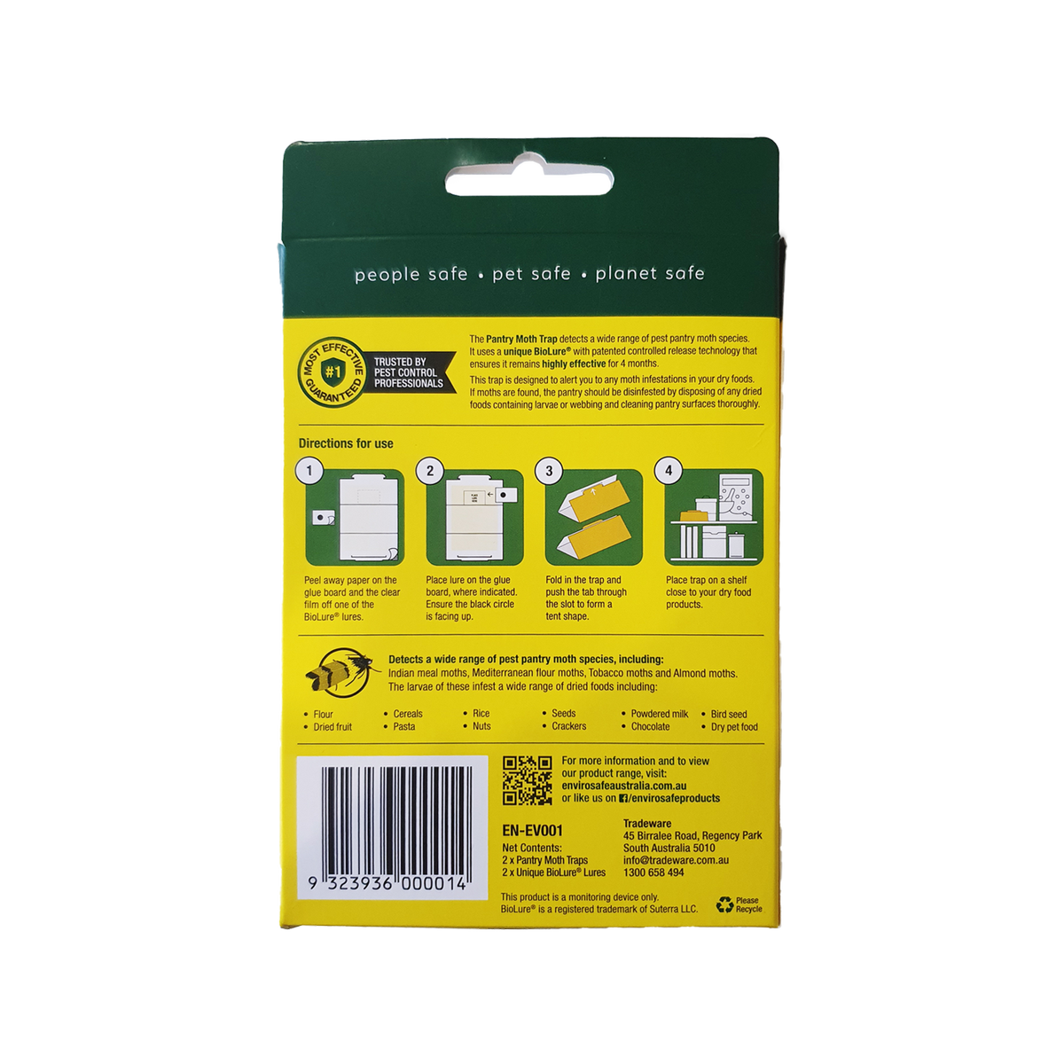 Envirosafe Professional Pantry Moth Trap 2 Pack - 105mm x 160mm - Yellow - Pesticide-Free - SuperSaverAU - view 2