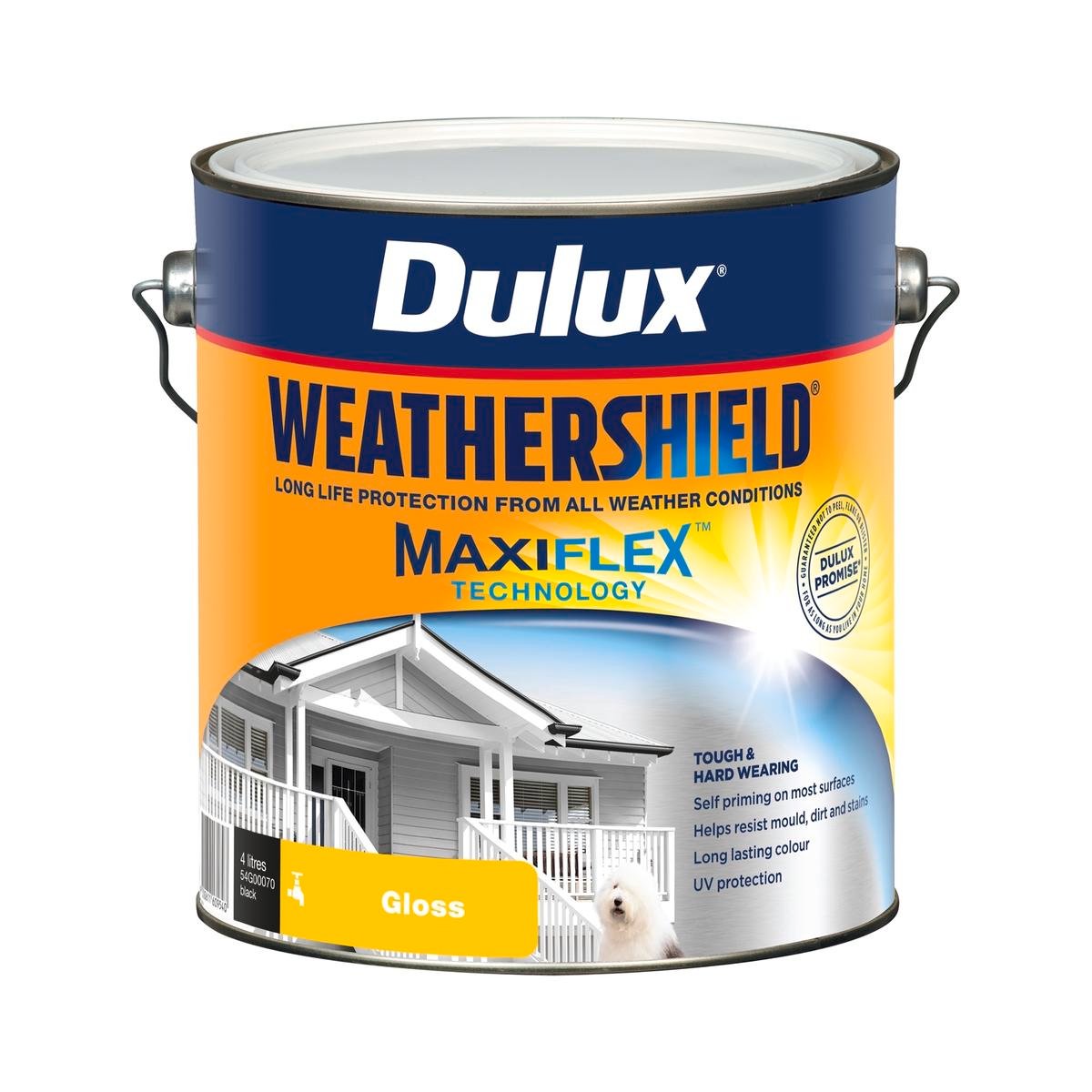Dulux Weathershield Gloss Exterior Paint 4L 205mm x 198mm x 180mm Black - SuperSaverAU - view 1