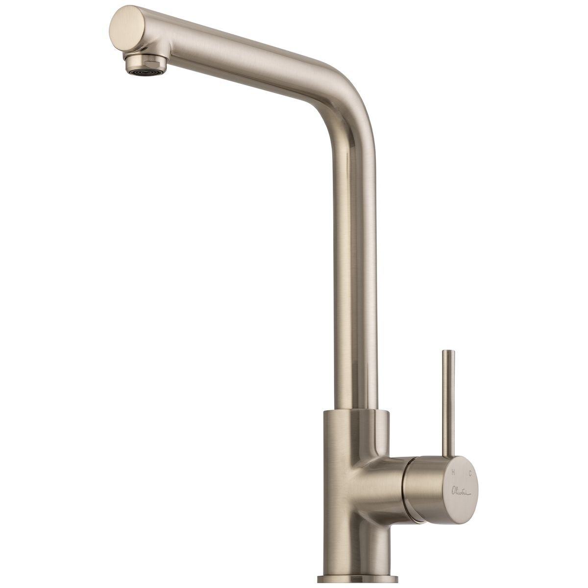 Oliveri Venice right angle mixer tap - Brushed Nickel, square neck, WELS 5 Star - VE570FBN