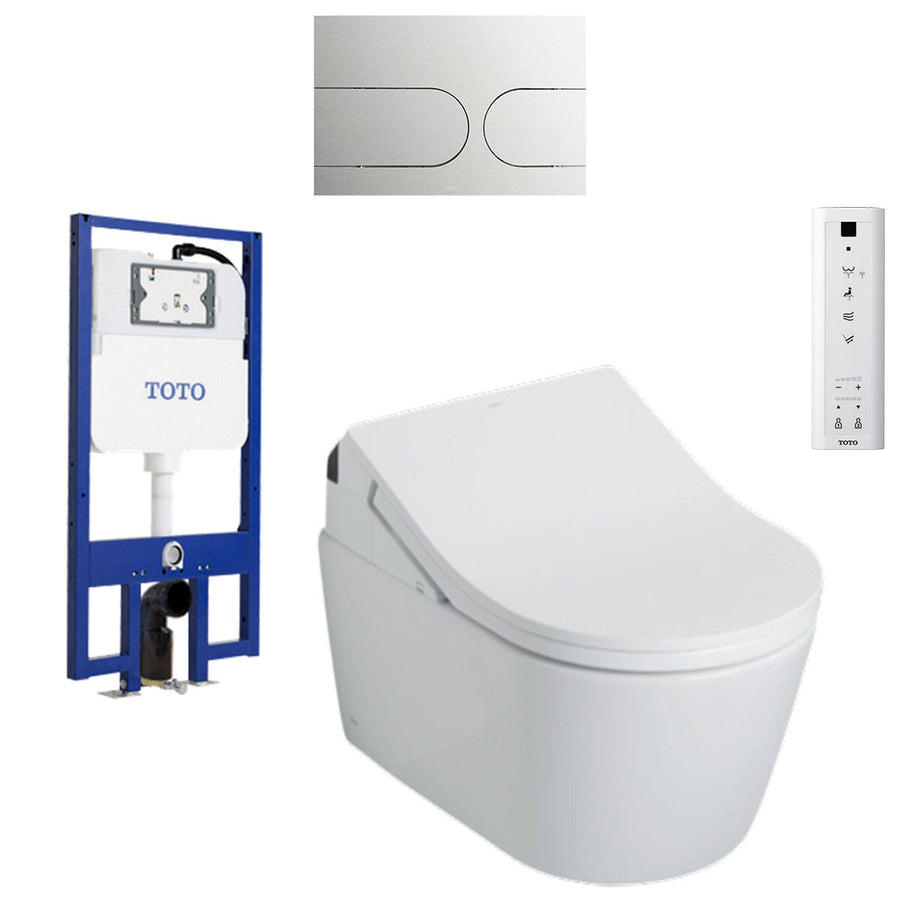 Toto Wall Hung Smart Toilet Suite - Auto Flush In-Wall Cistern, RX Washlet, Flush Panel - RX-WH-AUTOFLUSH