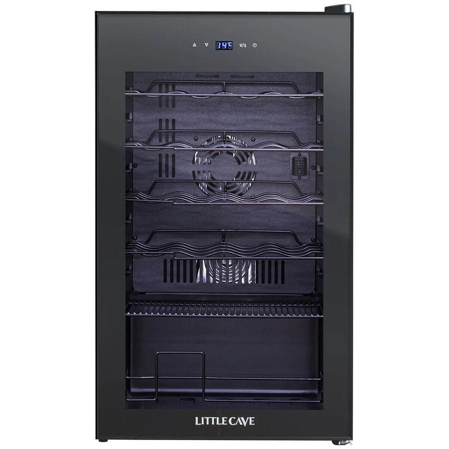 Little Cave 24 Bottle Single Zone Compressor Wine Fridge - Black Glass Door, Touch Pad Controls - LC24SB
