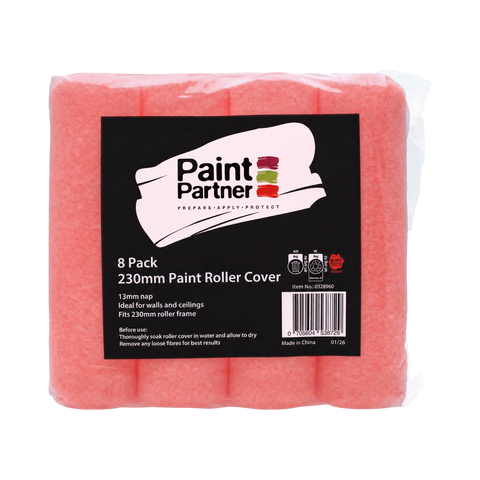 Paint Partner 230mm Polyester Roller Covers 13mm Nap - 8 Pack