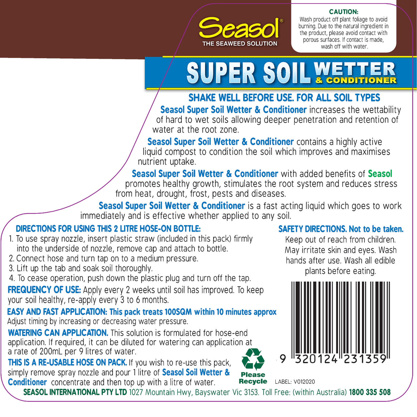 Seasol 2 x 2L Hose On Super Soil Wetter & Conditioner Twin Pack