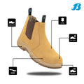 Bata Industrials Wheat Meteor Pull On Safety Boot UK Size 9 - Steel Toe - Slip Resistant - Durable Leather - SuperSaverAU - view 2
