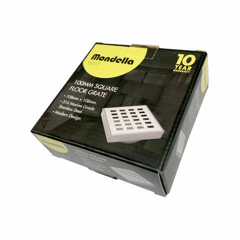 Mondella Rococo 100mm Square Floor Grate Stainless Steel Centre Outlet