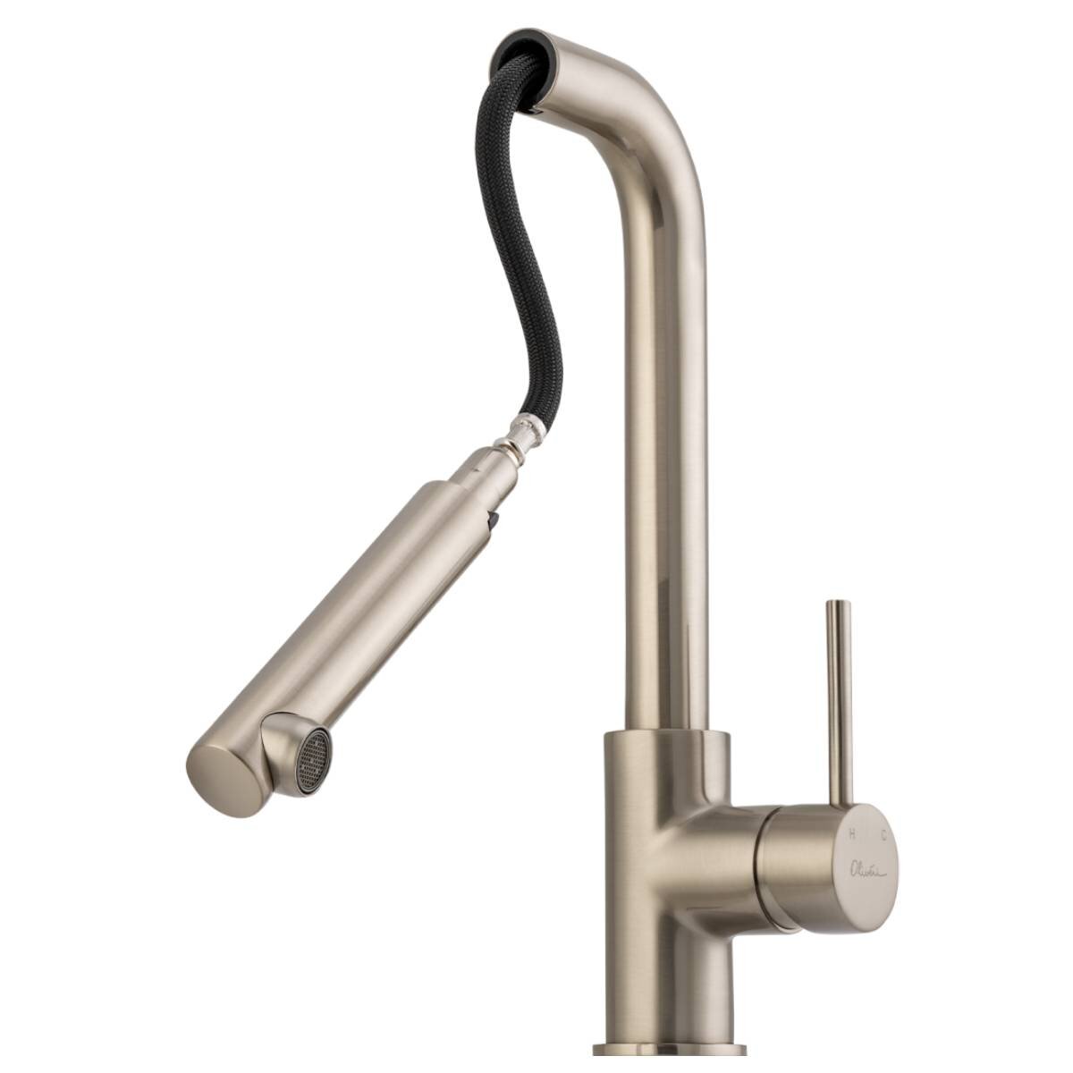 Oliveri Venice pull out right angle mixer tap - Brushed Nickel - WELS 5 star - VE570FBN-P