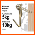 Everhang 10kg Brass Plated Picture Hanging Hook 15 Pack Durable Use - SuperSaverAU - view 3