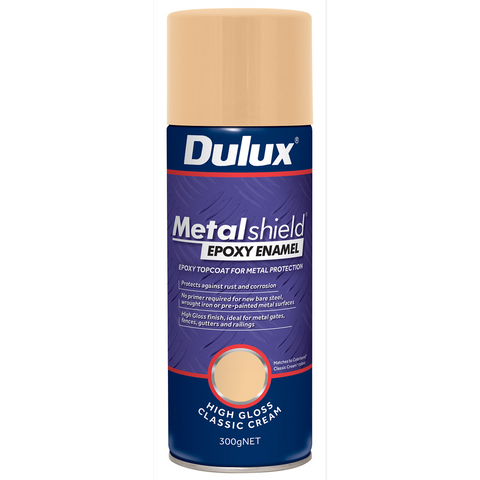 Dulux Metalshield Epoxy Enamel Gloss Spray Paint 300g Classic Cream - SuperSaverAU - view 1
