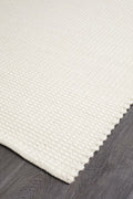 Rug Culture Skandi Large Rug 280x190cm - Natural White Wool, Hand Loomed Flatwoven - SKAN300WHI280X190