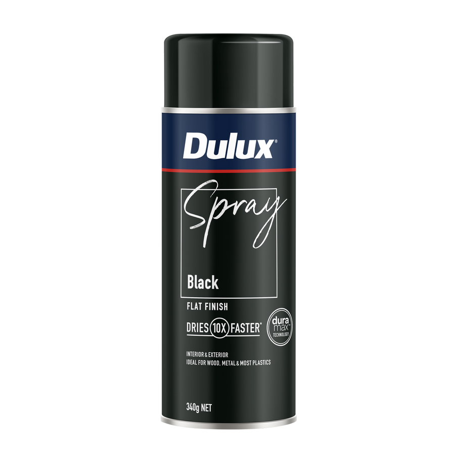 Dulux Spray Paint 340g Flat Black - Fast Drying - Self-Priming - 10 Min Touch Dry - SuperSaverAU - view 1