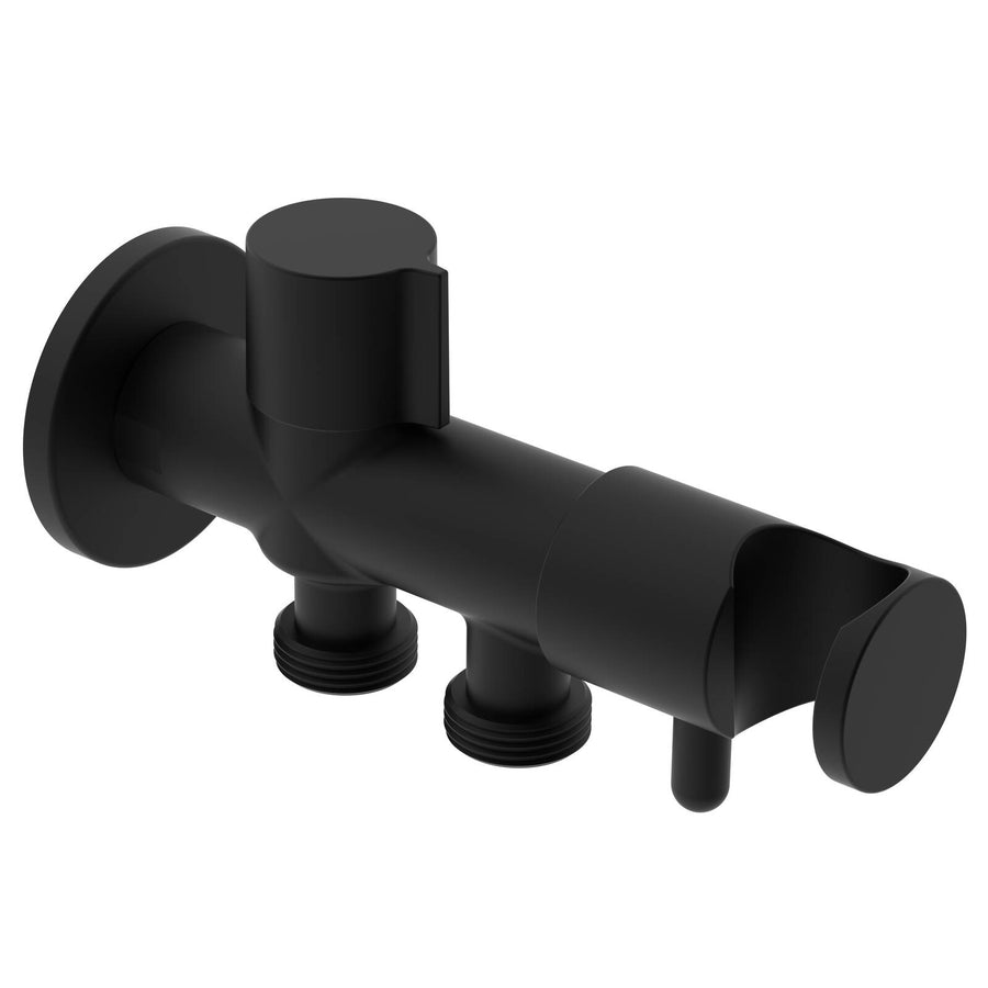 evekare Matte Black Dual Hand Spray Holder and Shut Off Valve 7.5L/min