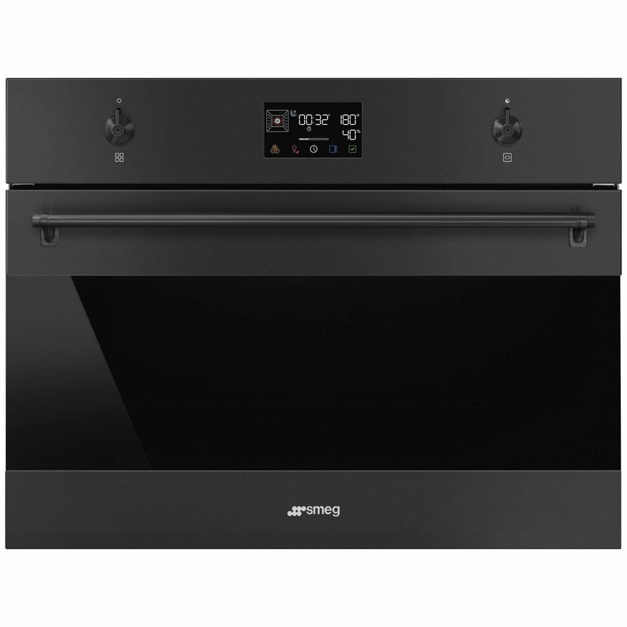 Smeg Compact Classic Steam 100 Oven - 40L Net, Matte Black, Combi Steam, Air Fry - SOA4302S3N