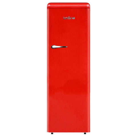 Linarie 328L Retro Larder Fridge - Red Finish, Adjustable Glass Shelves, Crisper - LK335LRED