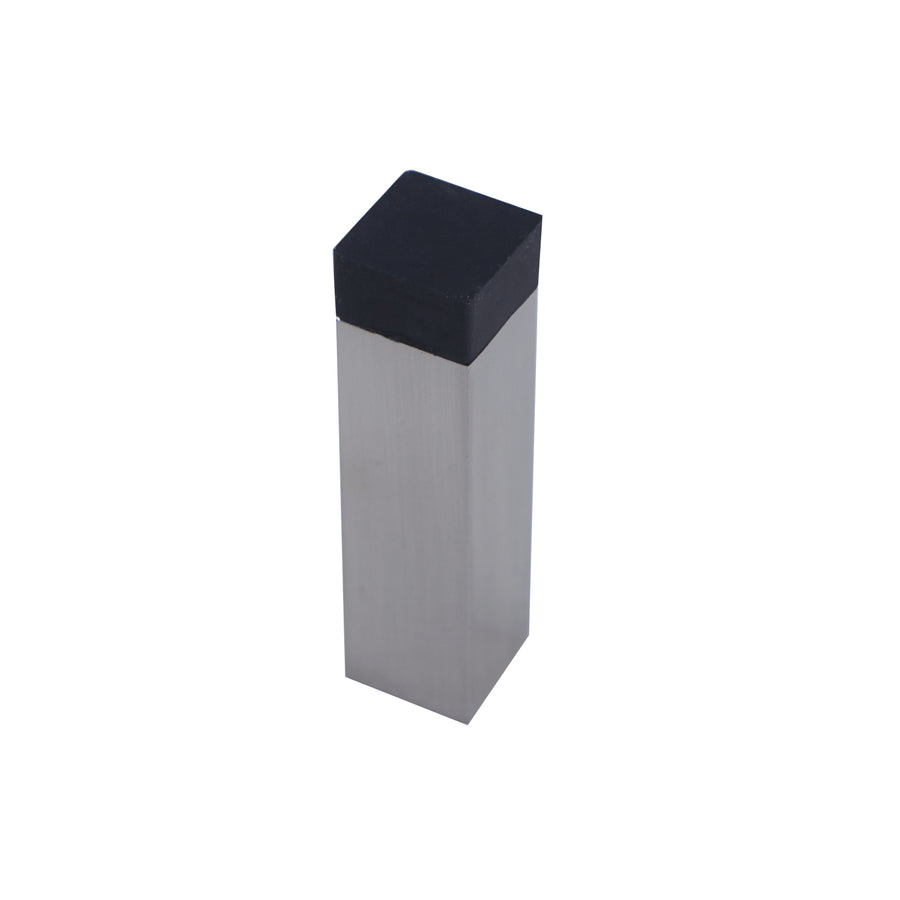 Adoored Satin Chrome Rectangle Rubber Bumper Door Stop - Metal with Rubber Tip