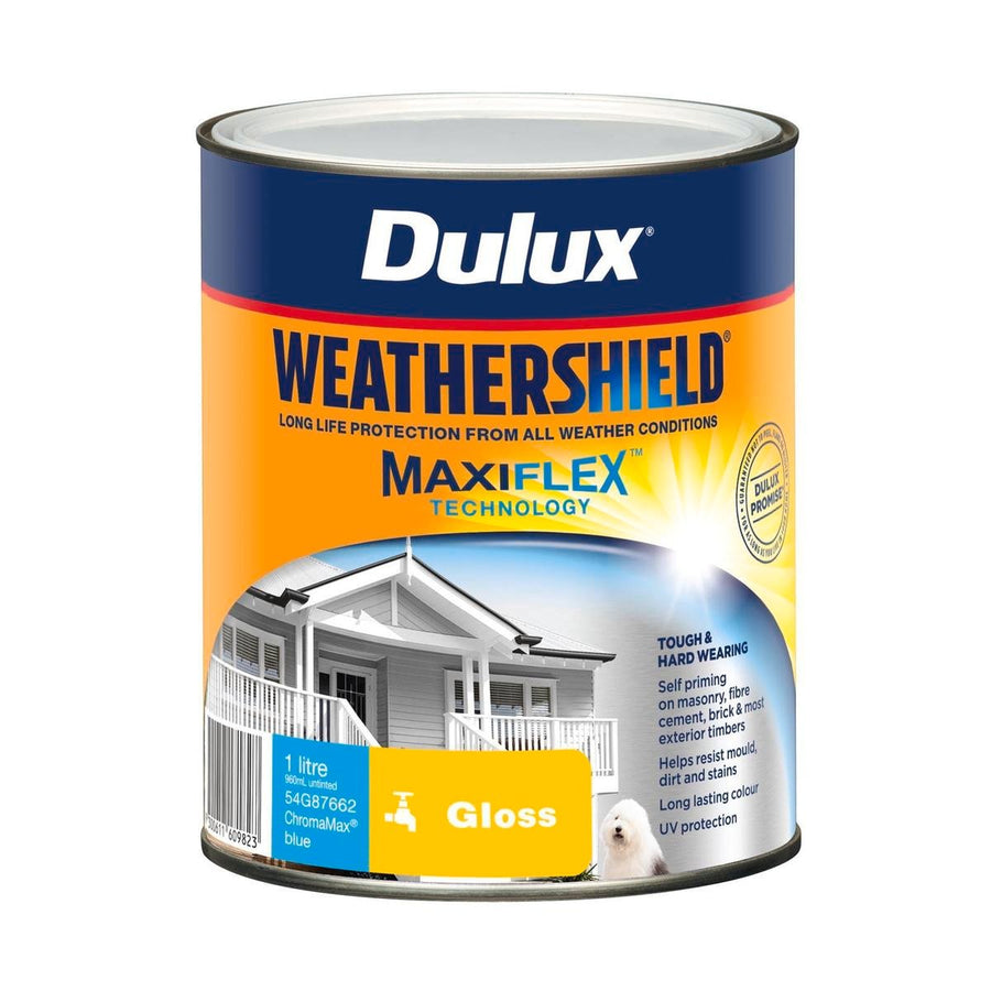 Dulux Weathershield Gloss Exterior Paint 1L - Blue - Self-Priming - SuperSaverAU - view 1