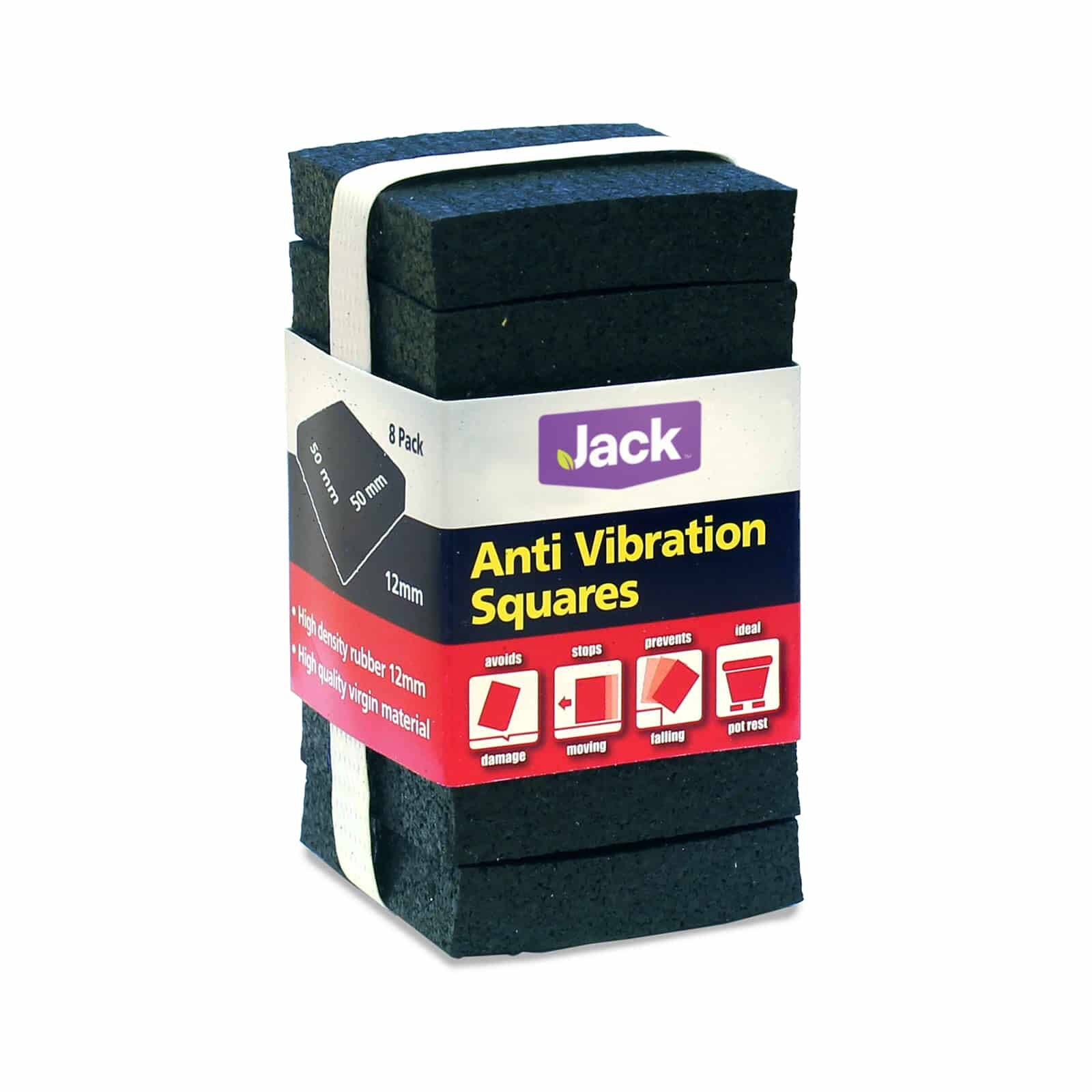 Jack 50 x 50 x 12mm Anti Vibration Squares - 8 Pack
