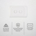 DETA White Double Switch - 2 Gang Polycarbonate Horizontal 240V