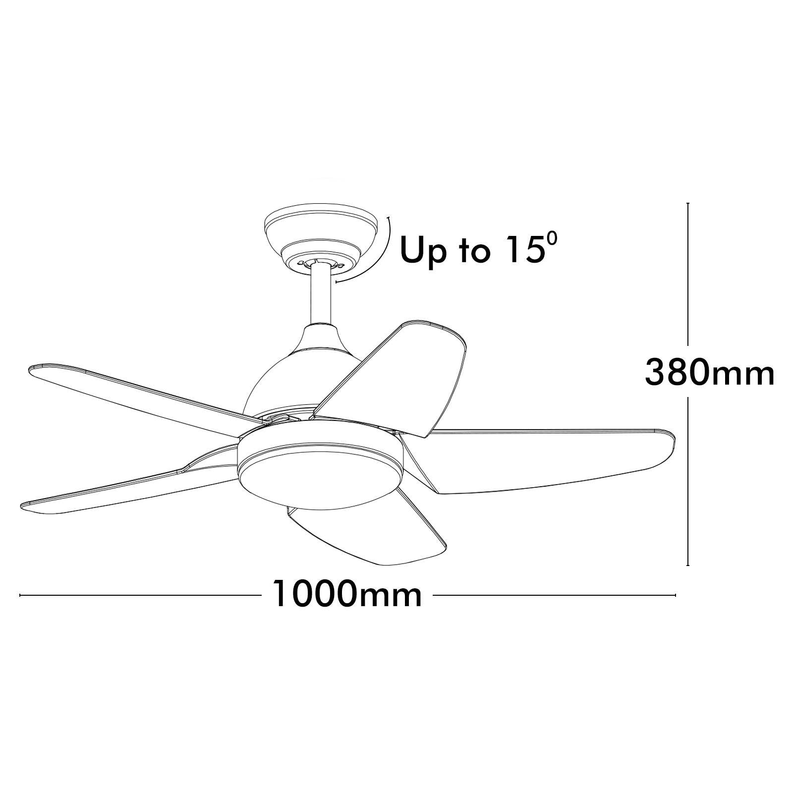 Brilliant Lighting 100cm Matt White Bellis AC Ceiling Fan with LED Light and Remote