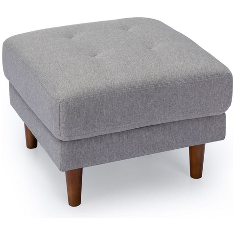 Zinus Adair modern ottoman - light grey tufted upholstery, timber legs, 130kg capacity - AU-AD-LG-OT