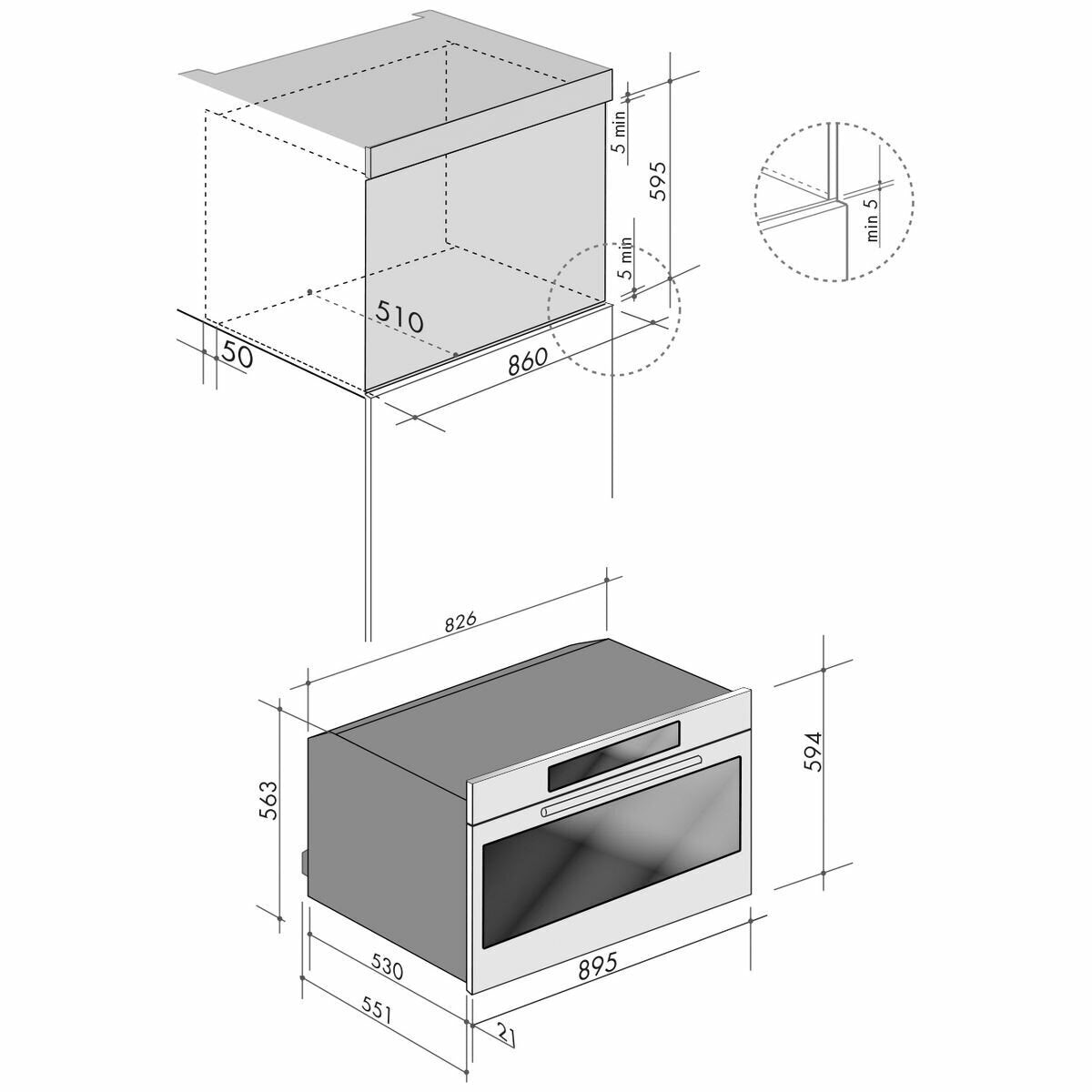 ILVE 90cm 900 Series Built-In Oven - 102L, 15 Functions, Black Glass, Touch Controls - 900STCPBV