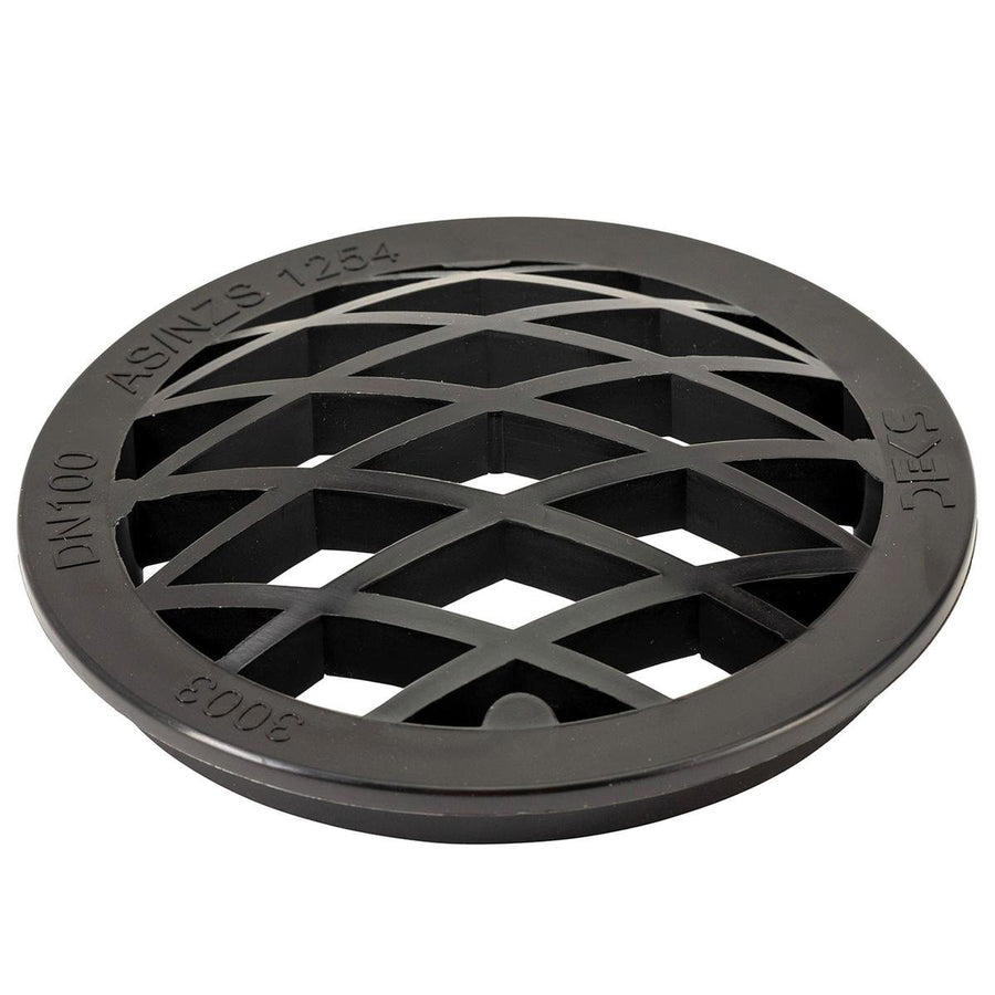 Deks Domed Grate - 100mm - PVC - Black Push-Fit - SuperSaverAU - view 1