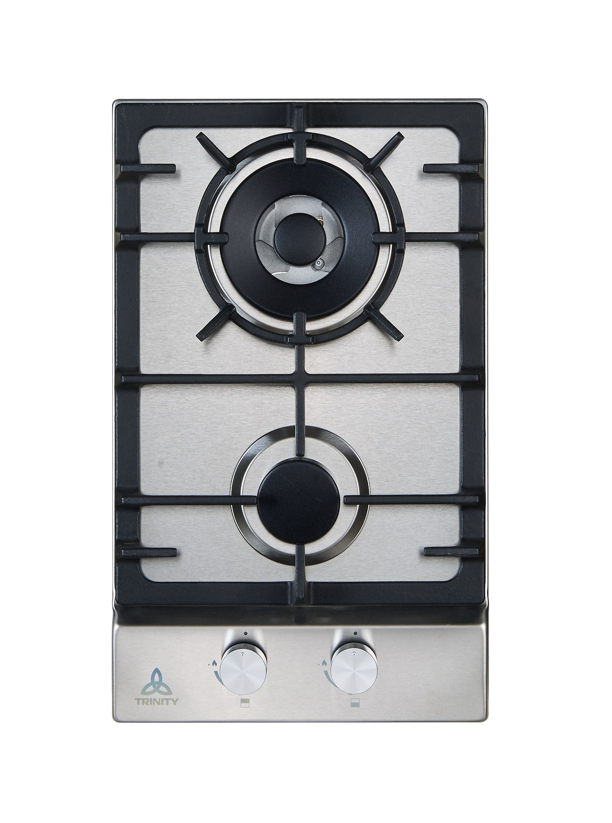 Trinity 30cm 2 Burner Gas Cooktop - Stainless Steel - Wok Burner - Front Controls - TRG302SS