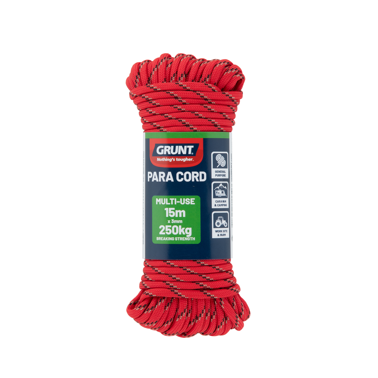 Grunt 3mm x 15m Braided Polypropylene Para Cord 250kg