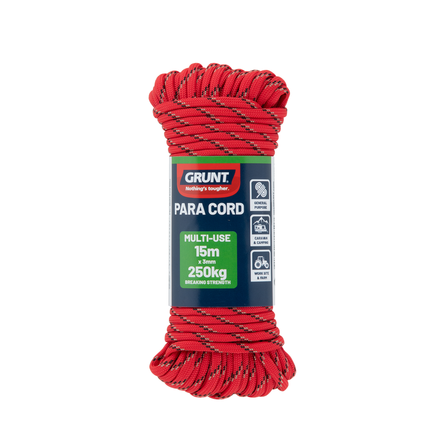 Grunt 3mm x 15m Braided Polypropylene Para Cord 250kg