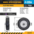 Easyroll 250 x 4" Flat Free Wheel, 5/8" Bearing, Offset Steel Hub, 80kg