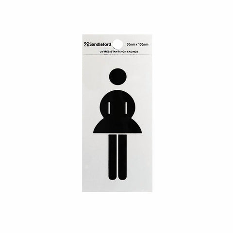 Sandleford Ladies Symbol Sign - 100 x 50mm - Silver - Self Adhesive - SuperSaverAU - view 1