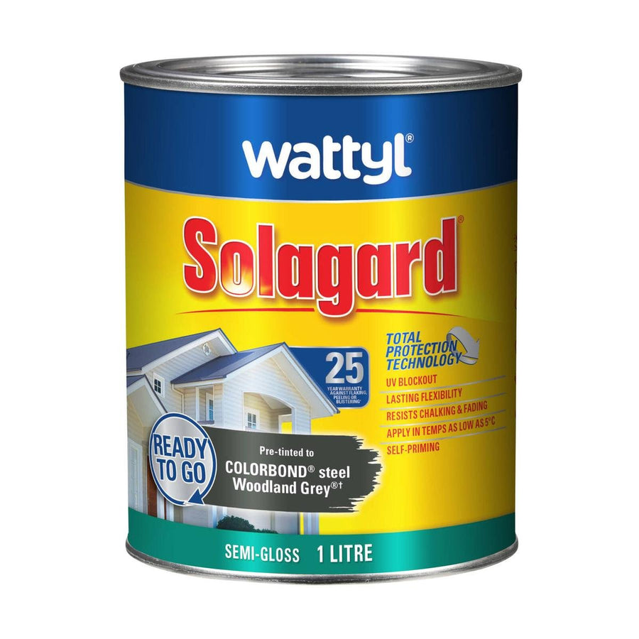 Wattyl 1L Semi Gloss Solagard Exterior Paint - Woodland Grey - Durable Protection - SuperSaverAU - view 1