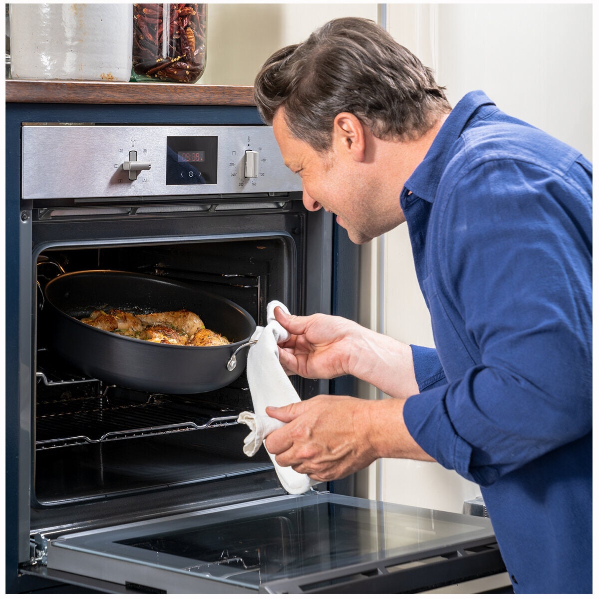 Tefal Jamie Oliver Cook's Classic 30cm induction all-in-one pan with lid - oven safe to 210°C - H9129943