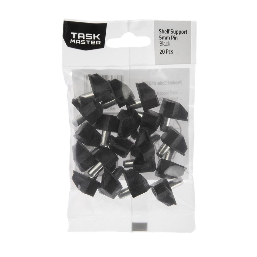 Taskmaster Plastic Shelf Support - 5mm - Black - 20 Pack - SuperSaverAU - view 1