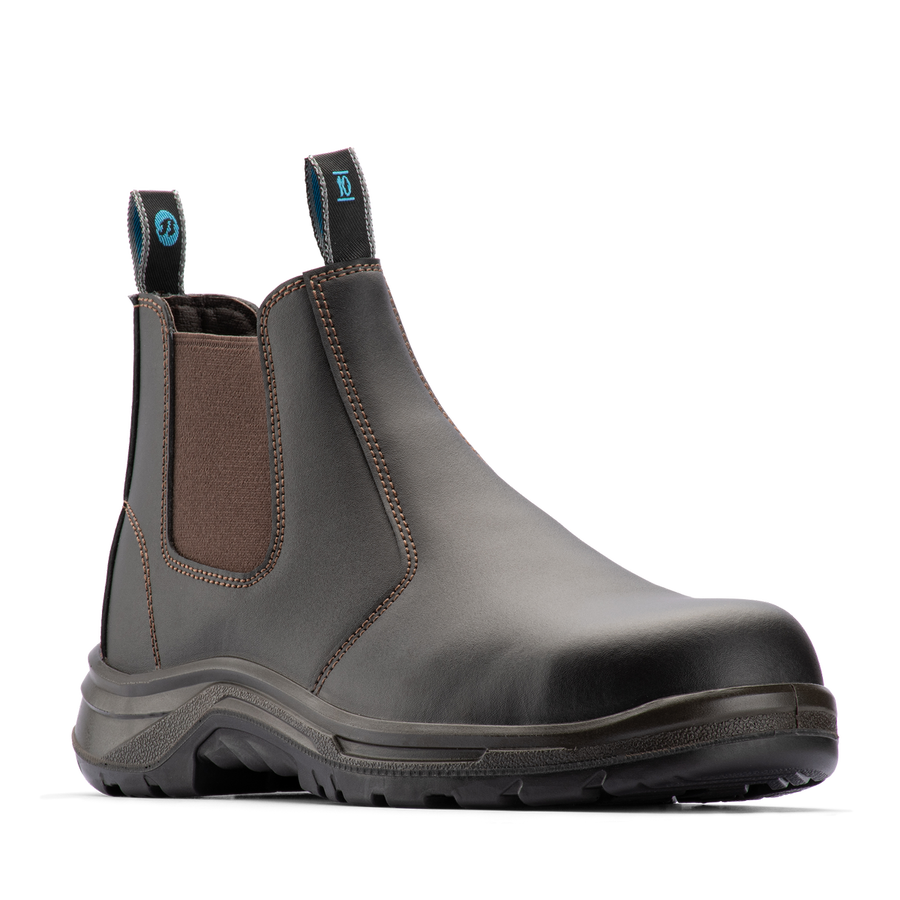 Bata Industrials Brown Meteor Pull On Safety Boot UK Size 10 - Steel Toe - Slip Resistant - Oil & Heat Resistant - SuperSaverAU - view 1