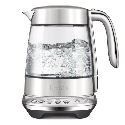 Breville the Smart Crystal Luxe Glass Kettle - Five Temperature Settings, Keep Warm, 2400W - BKE855BSS