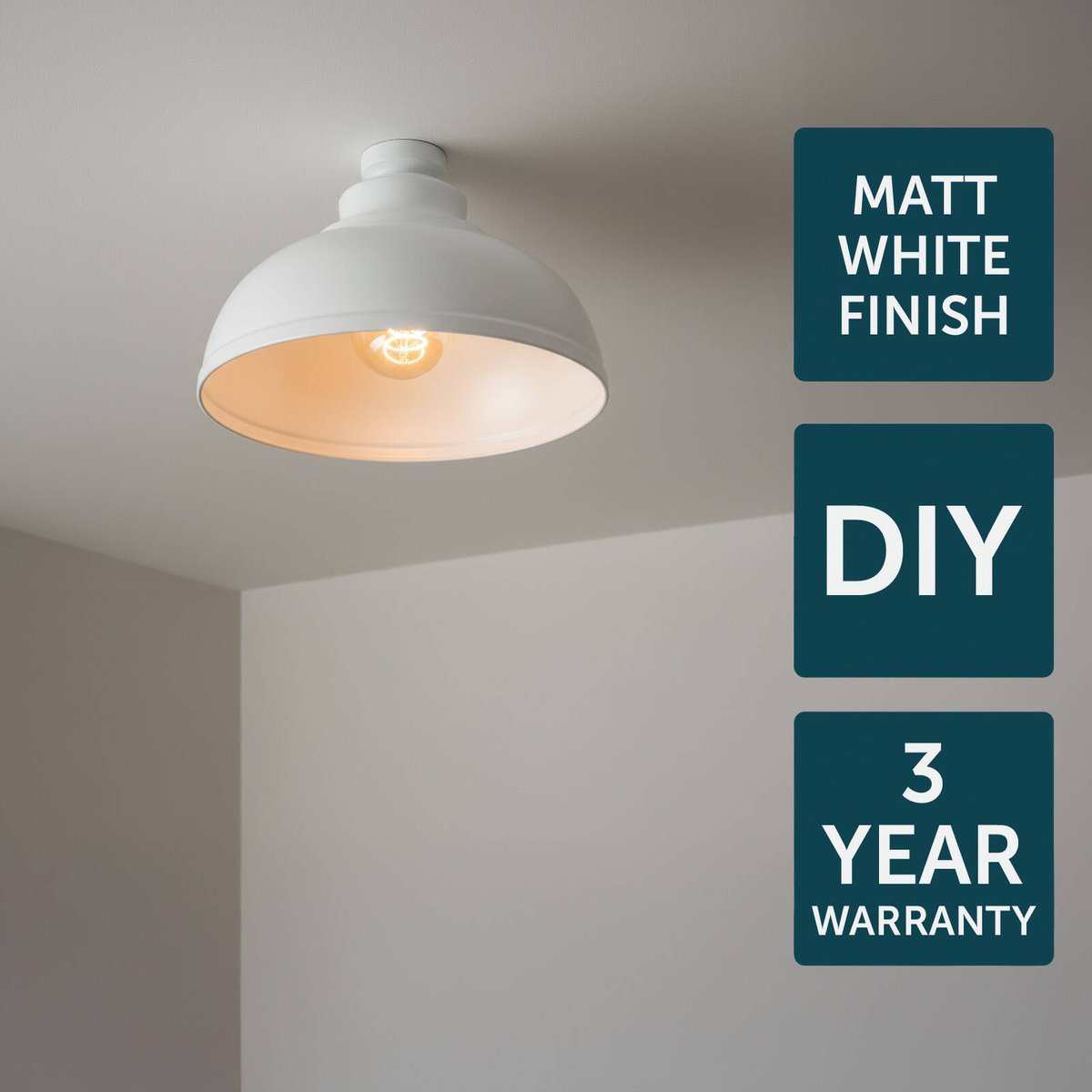 Brilliant 28cm White Matt Foundry Light Shade - DIY Batten Fix - Indoor Use - SuperSaverAU - view 4