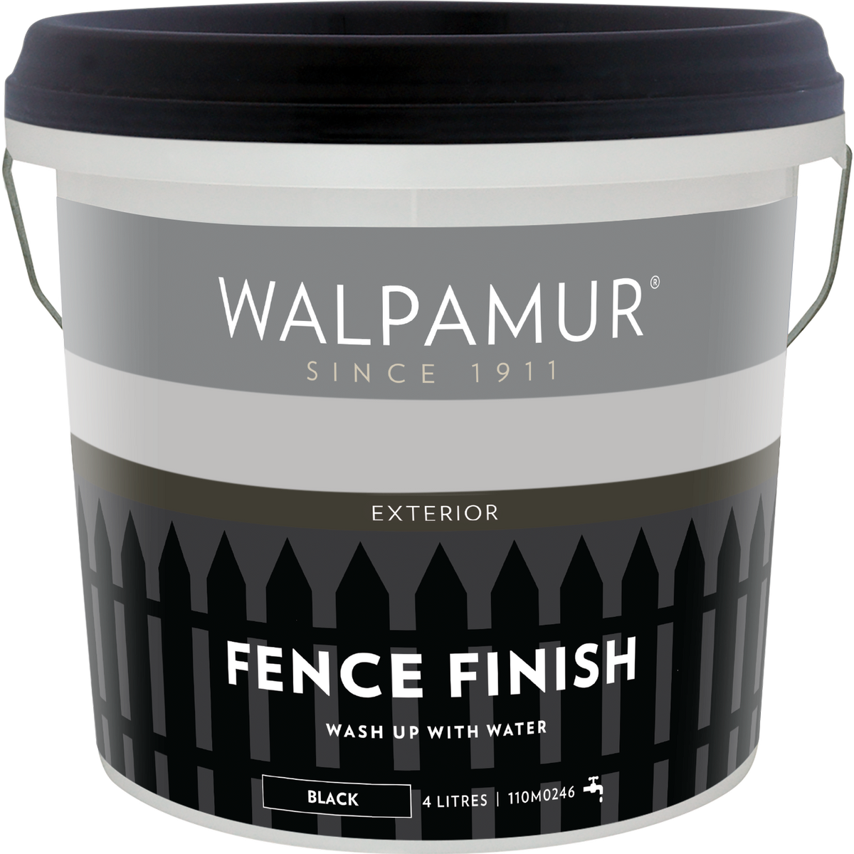 Walpamur Black Fence Finish - 4L - 200mm x 300mm x 200mm - Durable Coating